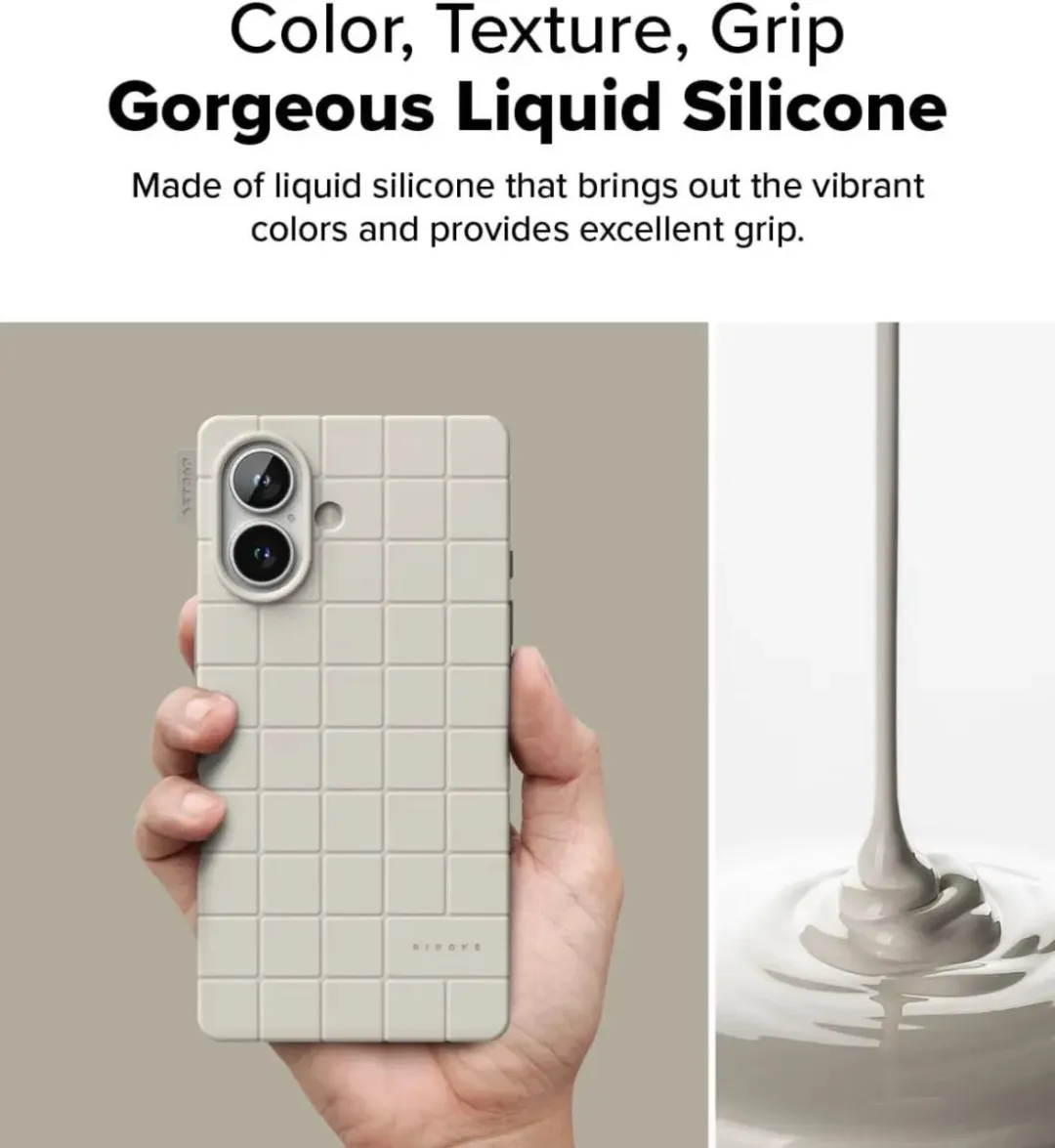 Ringke Bitmap Silicone Hoesje iPhone 16 - MagSafe - Grijs/Beige