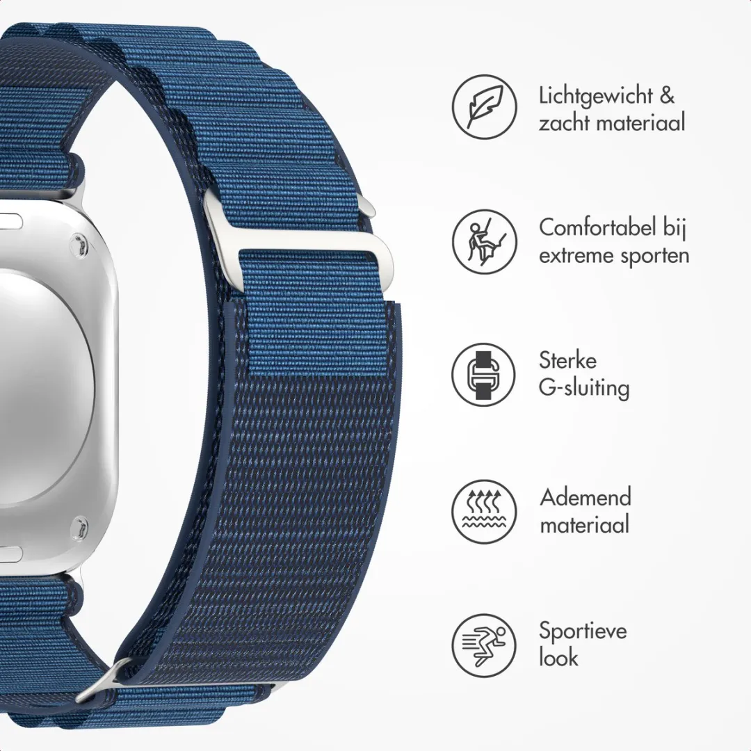 Accezz Nylon Bandje Apple Watch 44-49mm - Donkerblauw