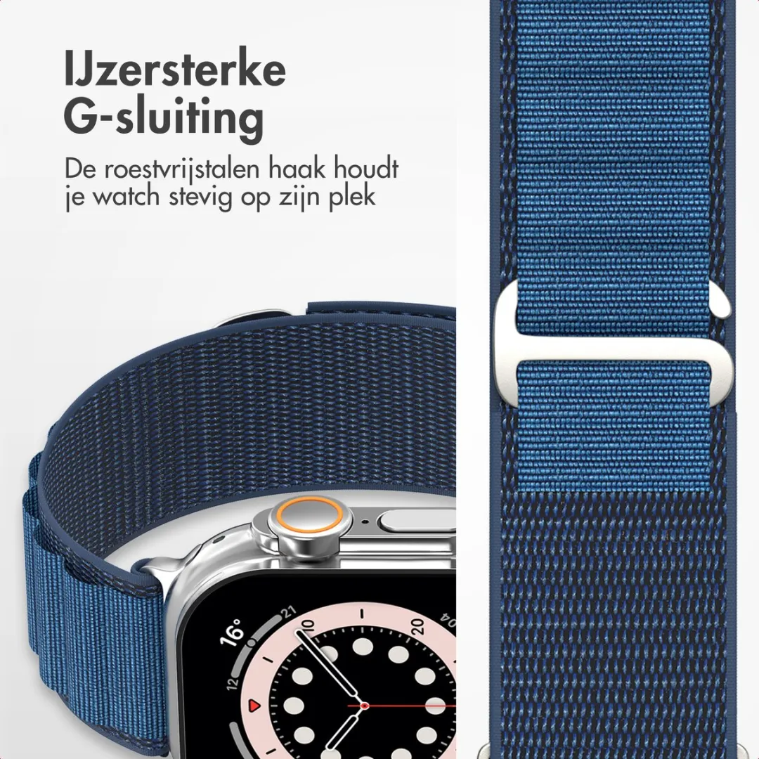 Accezz Nylon Bandje Apple Watch 44-49mm - Donkerblauw