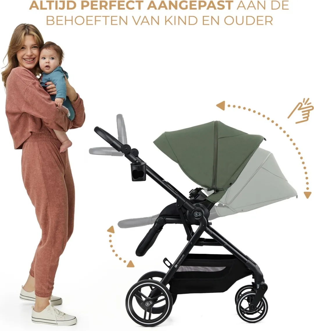 KinderKraft YOXI Kinderwagen - Lichtgewicht - 4 Wielen - Groen
