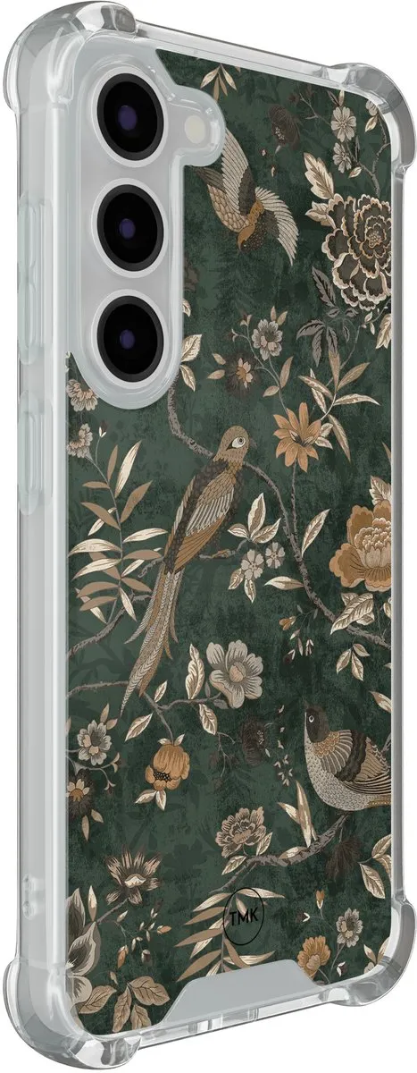 Casevibes S/S23/S/016 Shockproof Hoesje Samsung Galaxy S23 - Khaki Golden Flowers