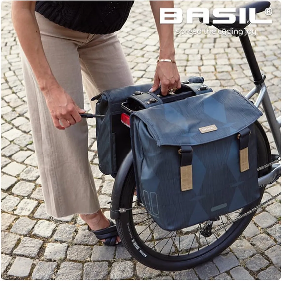 Basil Elegance Dubbele Fietstas MIK 40L - Estate Blauw
