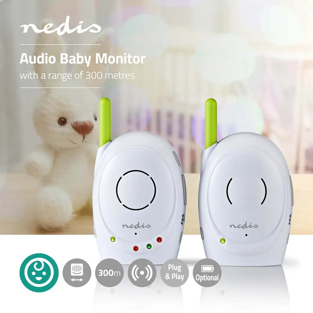 Nedis Babyfoon FHSS - 300m Bereik - Met terugspreekfunctie - Wit