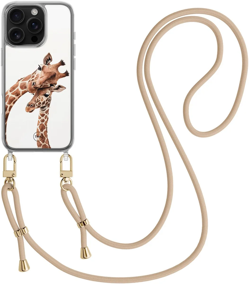 Casevibes Telefoonhoesje iPhone 16 Pro Giraffenprint - Bruin