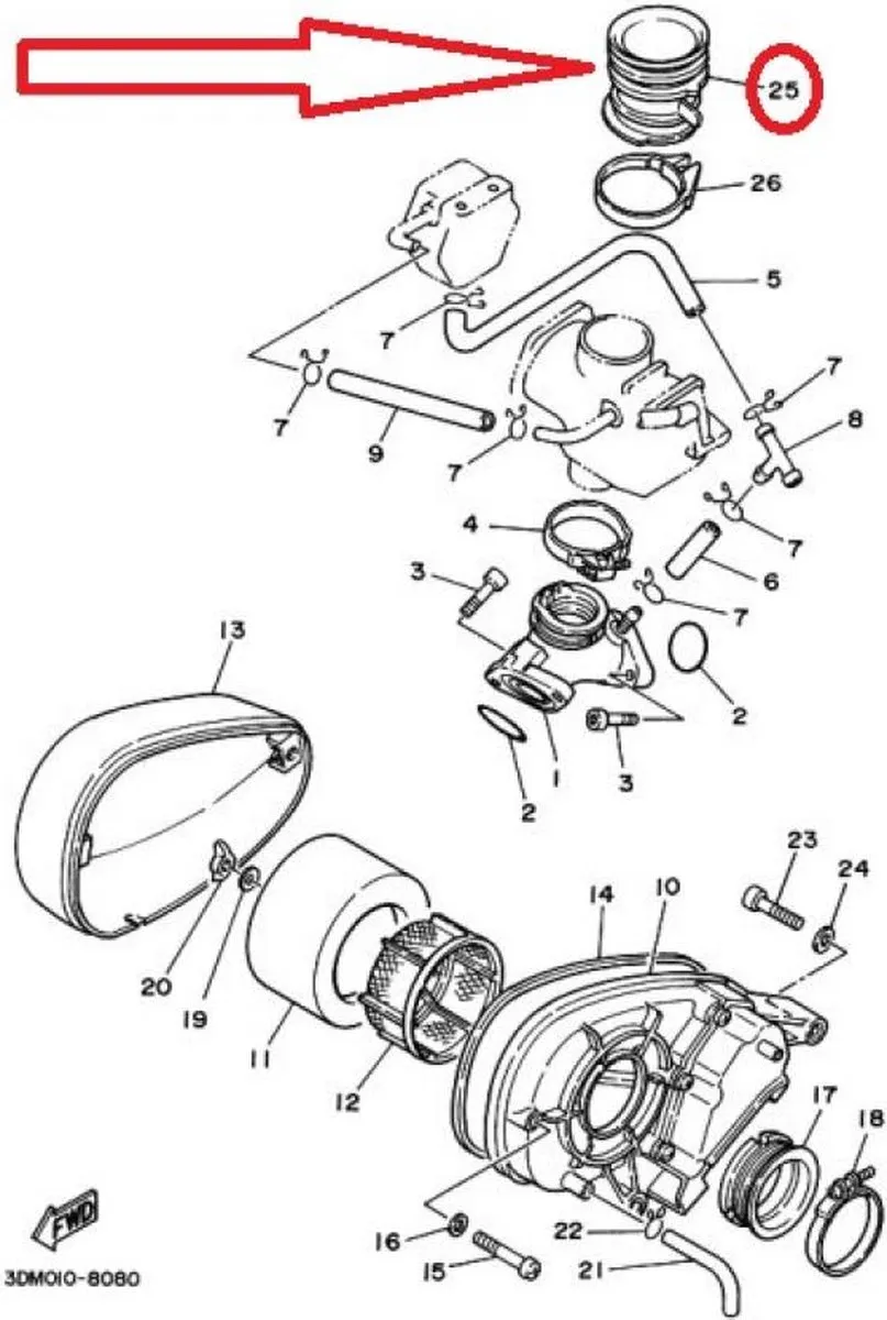 Yamaha 240 Virago Luchtfilterhuis 2UJ-14469-00 - Zwart