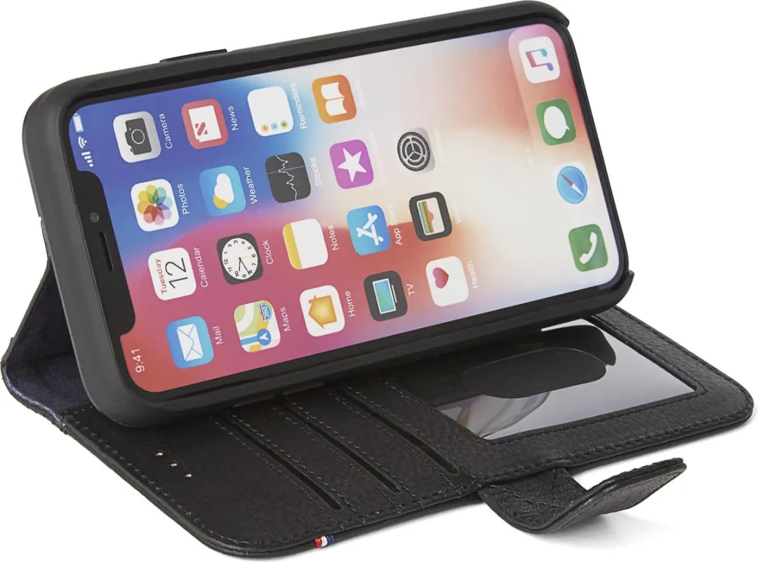 Decoded Leather Impact Protection Wallet Case D7IPOXWC6BK - iPhone Xs - 3 Pasjes - Zwart