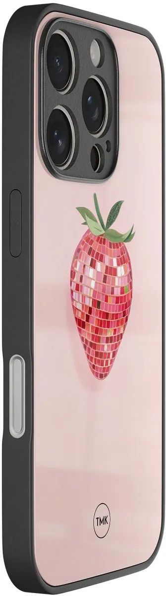 Casevibes iPhone 16 Pro Hoesje - Roze Disco Aardbei