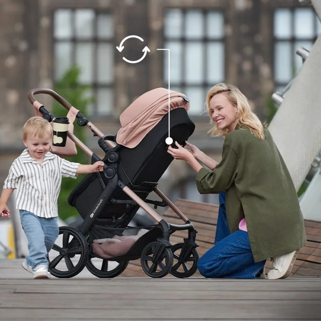 KinderKraft MOOV 2 4-in-1 Kinderwagen Reiswieg Wandelwagen MINK PRO i-Size Autostoel - Grijs