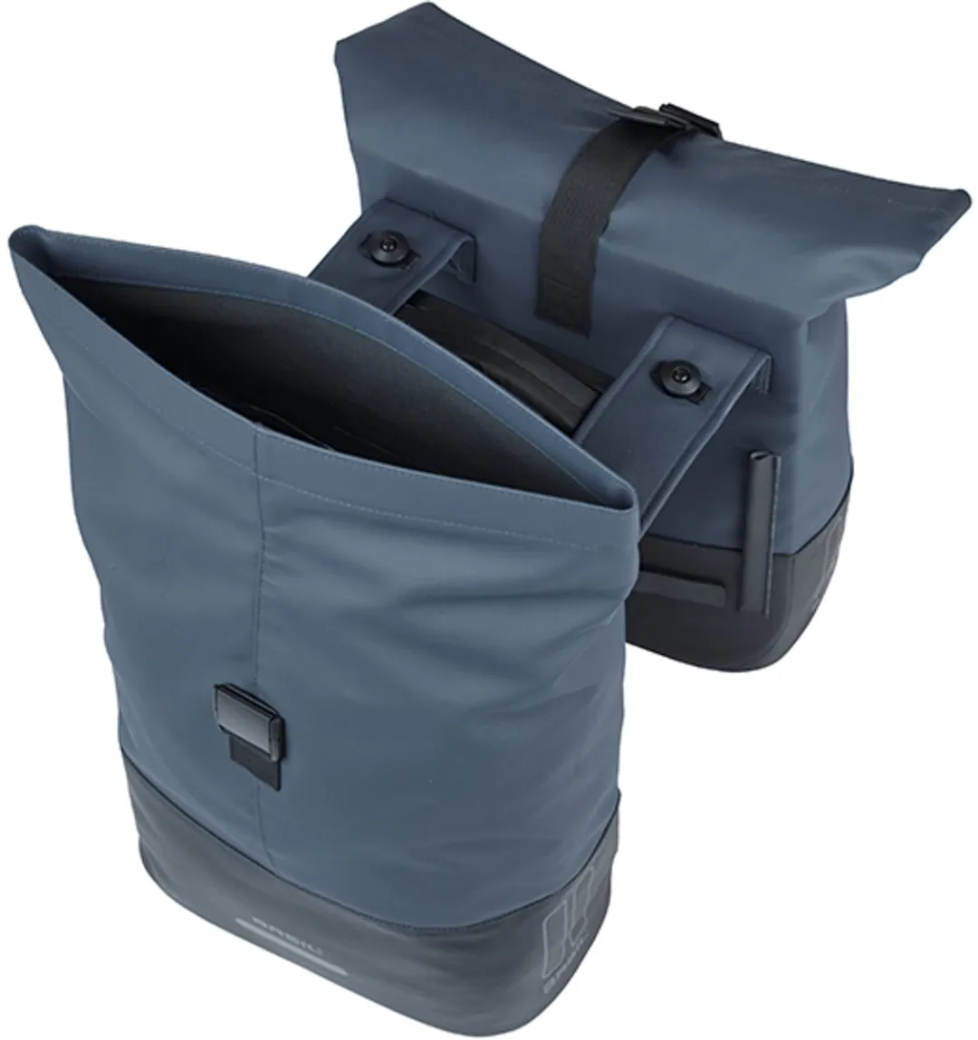 Basil Cove - Dubbele fietstas - 28-32 liter - Incl. MIK adapterplaat - Waterafstotend - Reflectie details - Gerecycled materiaal - blauw/zwart