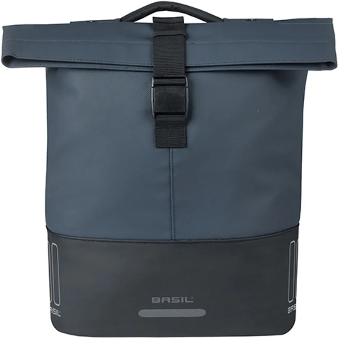 Basil Cove - Dubbele fietstas - 28-32 liter - Incl. MIK adapterplaat - Waterafstotend - Reflectie details - Gerecycled materiaal - blauw/zwart