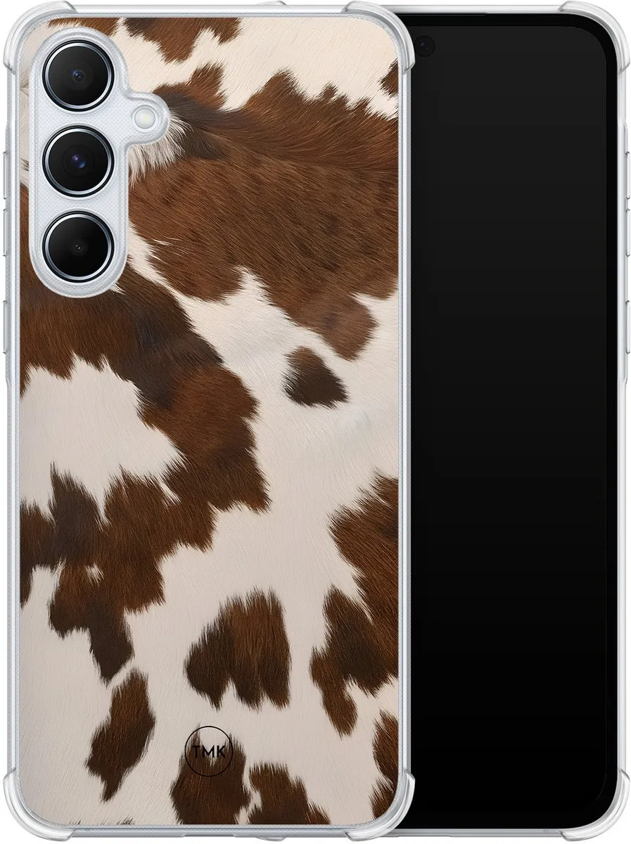 Casevibes Shockproof Hoesje Samsung Galaxy A55 - Cow Vibe - Bruin