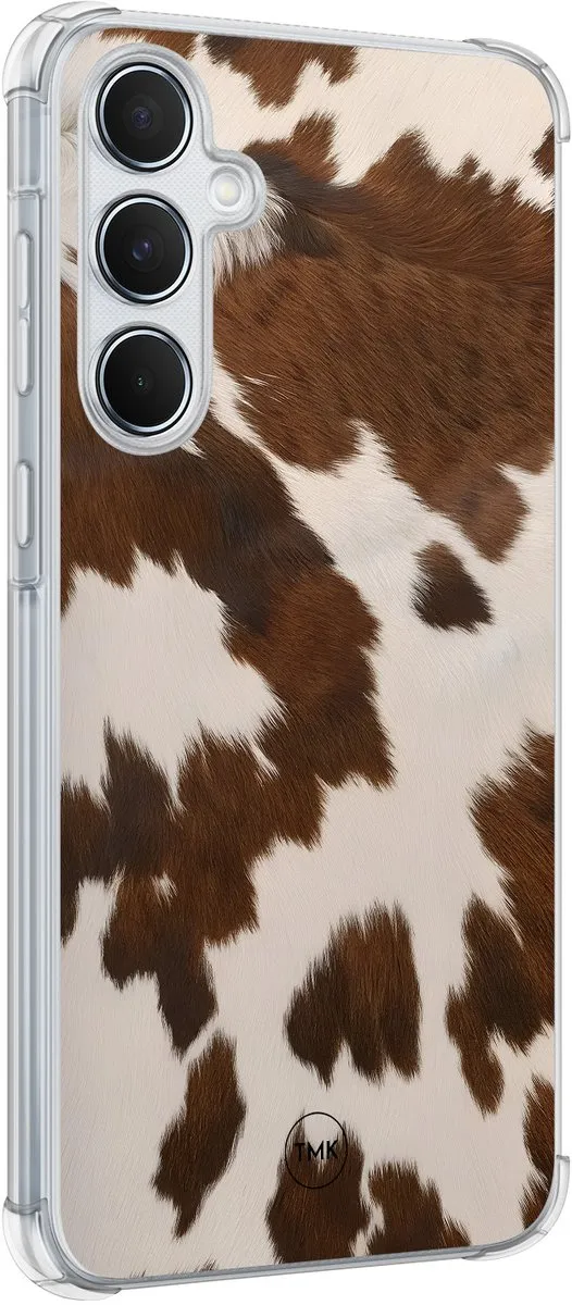 Casevibes Shockproof Hoesje Samsung Galaxy A55 - Cow Vibe - Bruin