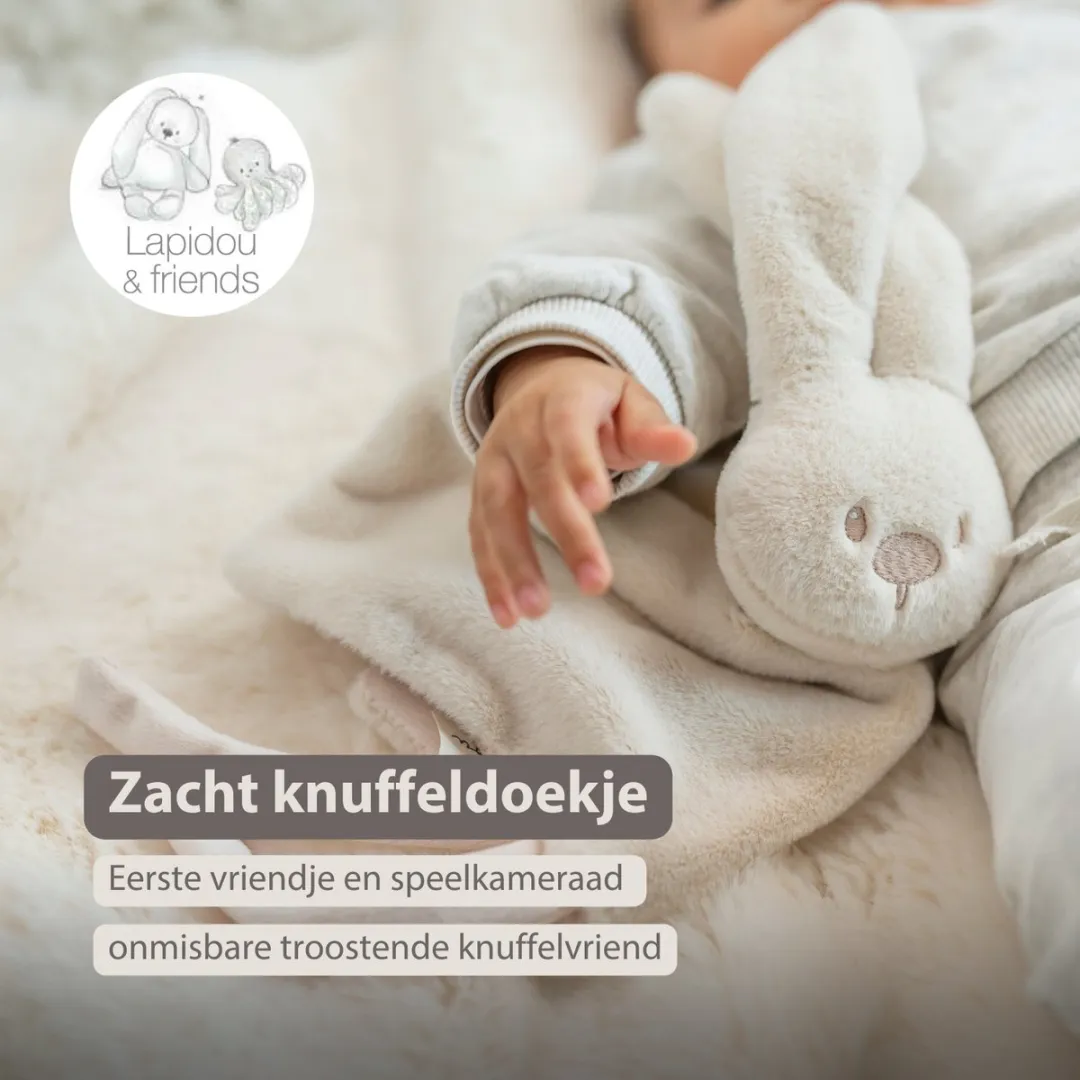 Nattou Lapidou Baby Knuffeldoekje 27x27cm - Konijn - Zand