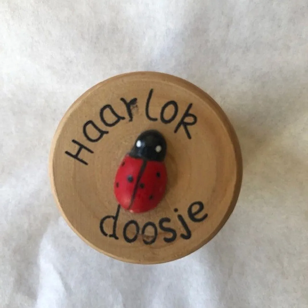 haarlokdoosje met lieveheersbeestje