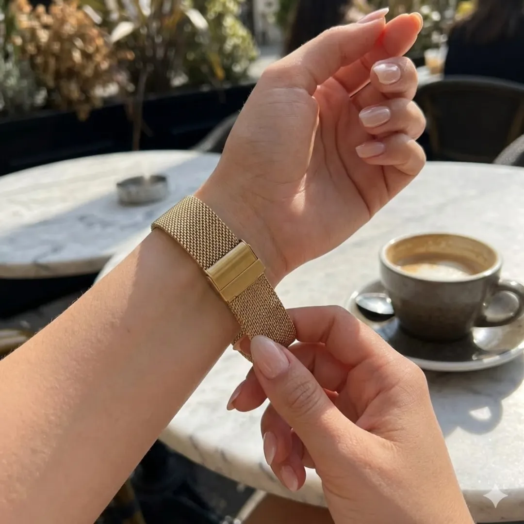 NUVEX Gouden Mesh Horlogeband 16mm - One Size - afbeelding 2 van 4