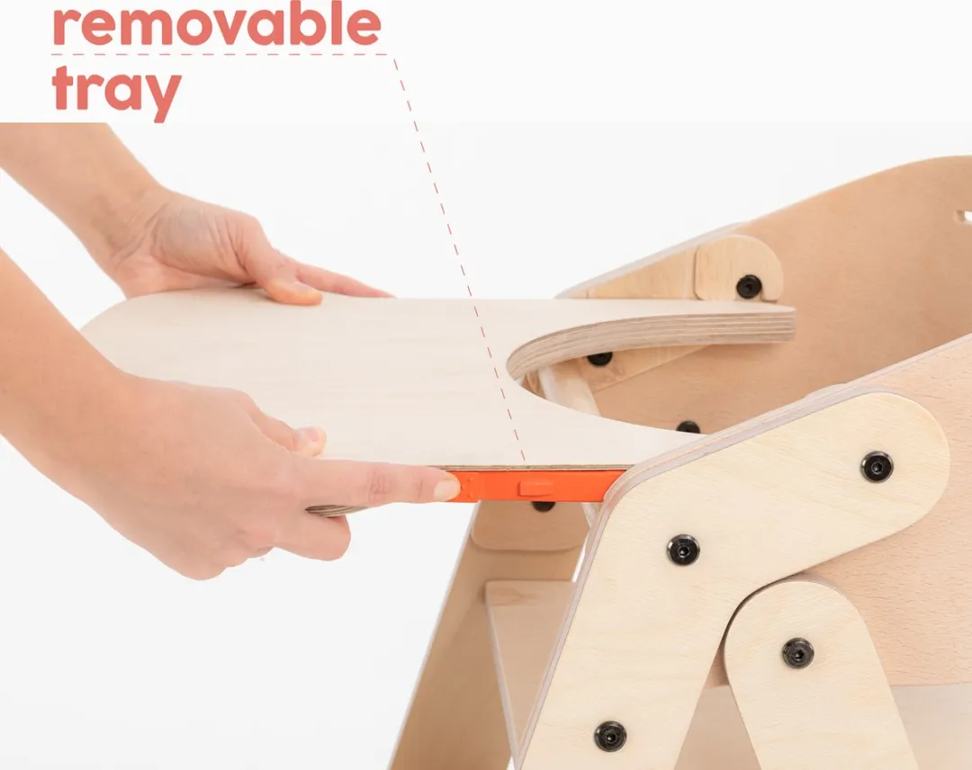 Mamatoyz Kinderstoel Doorgroei Stoel met Eetblad Massief Hout Opvouwbaar 6 Maanden tot 15 jaar Meegroeistoel