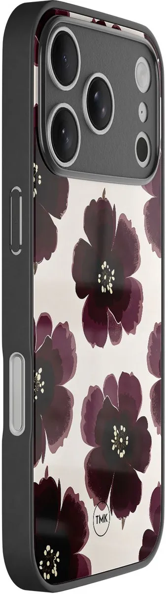 Casevibes iPhone 17 Pro Hoesje - A/i17P/glas/022 - Burgundy Flowers