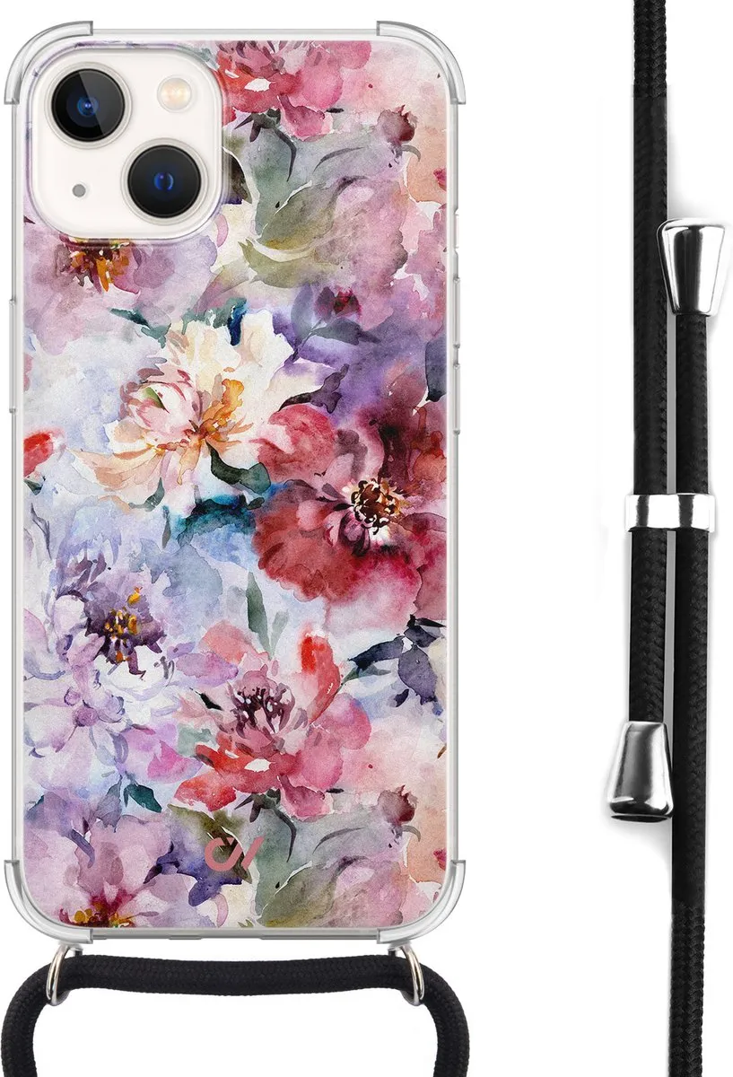Casevibes Telefoonhoesje iPhone 13 Bloemen Acryl Roze C/13/UV/006