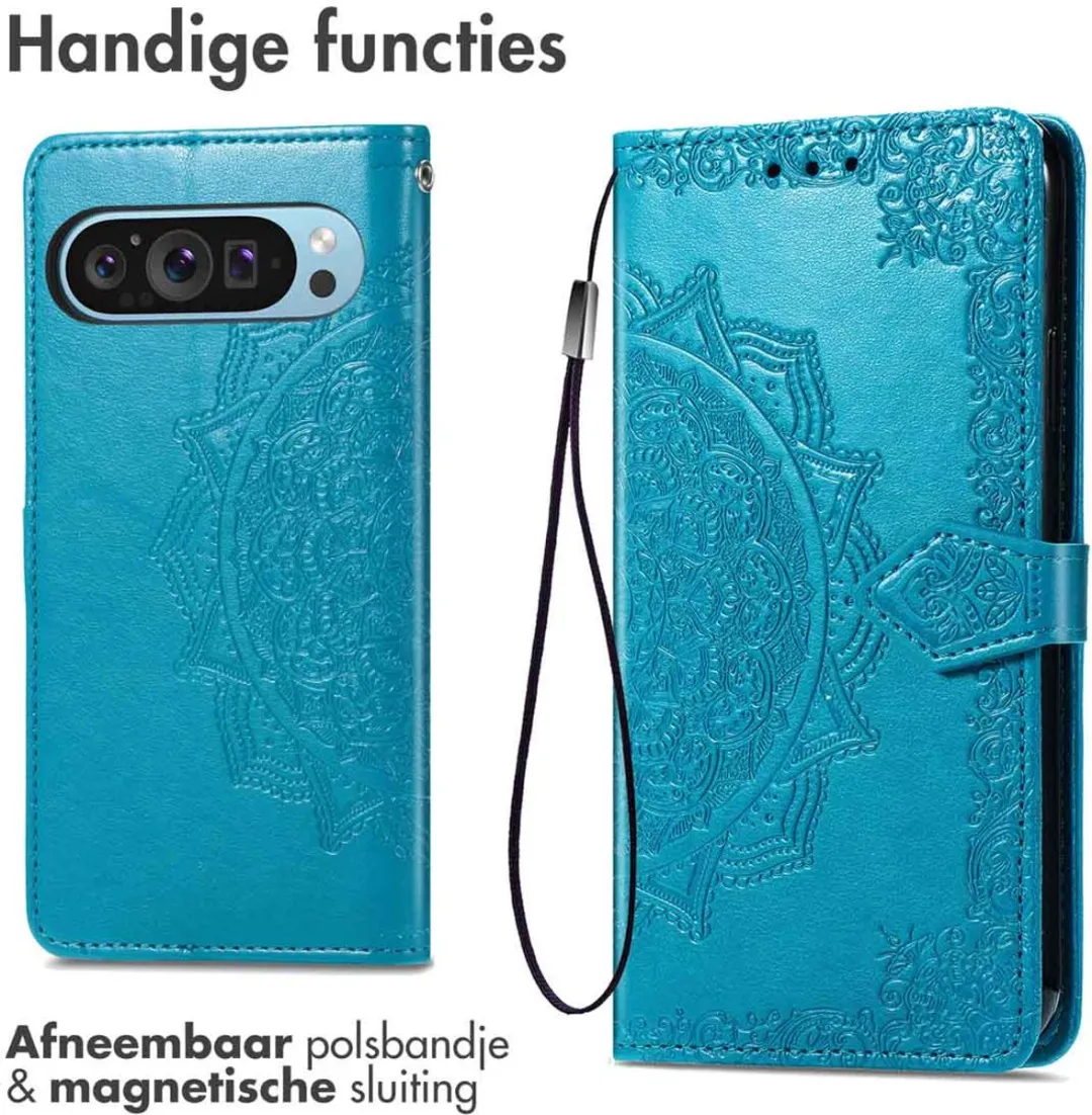 Imoshion Mandala Bookcase Hoesje Google Pixel 9/9 Pro - 3 Pasjes - Turquoise