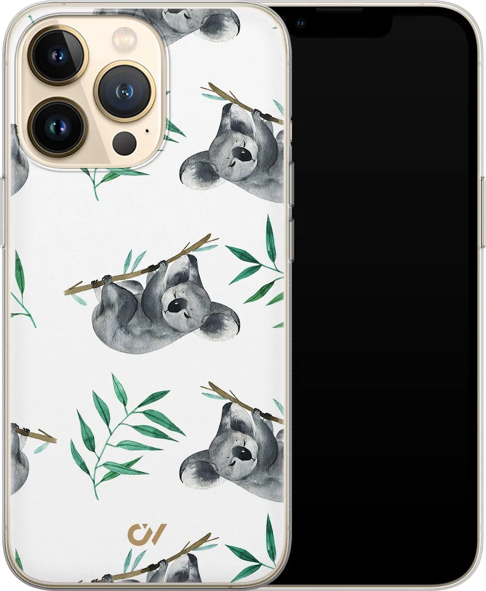 Casevibes iPhone 13 Pro Hoesje - Koala Print - Wit - A/13P/UV/058