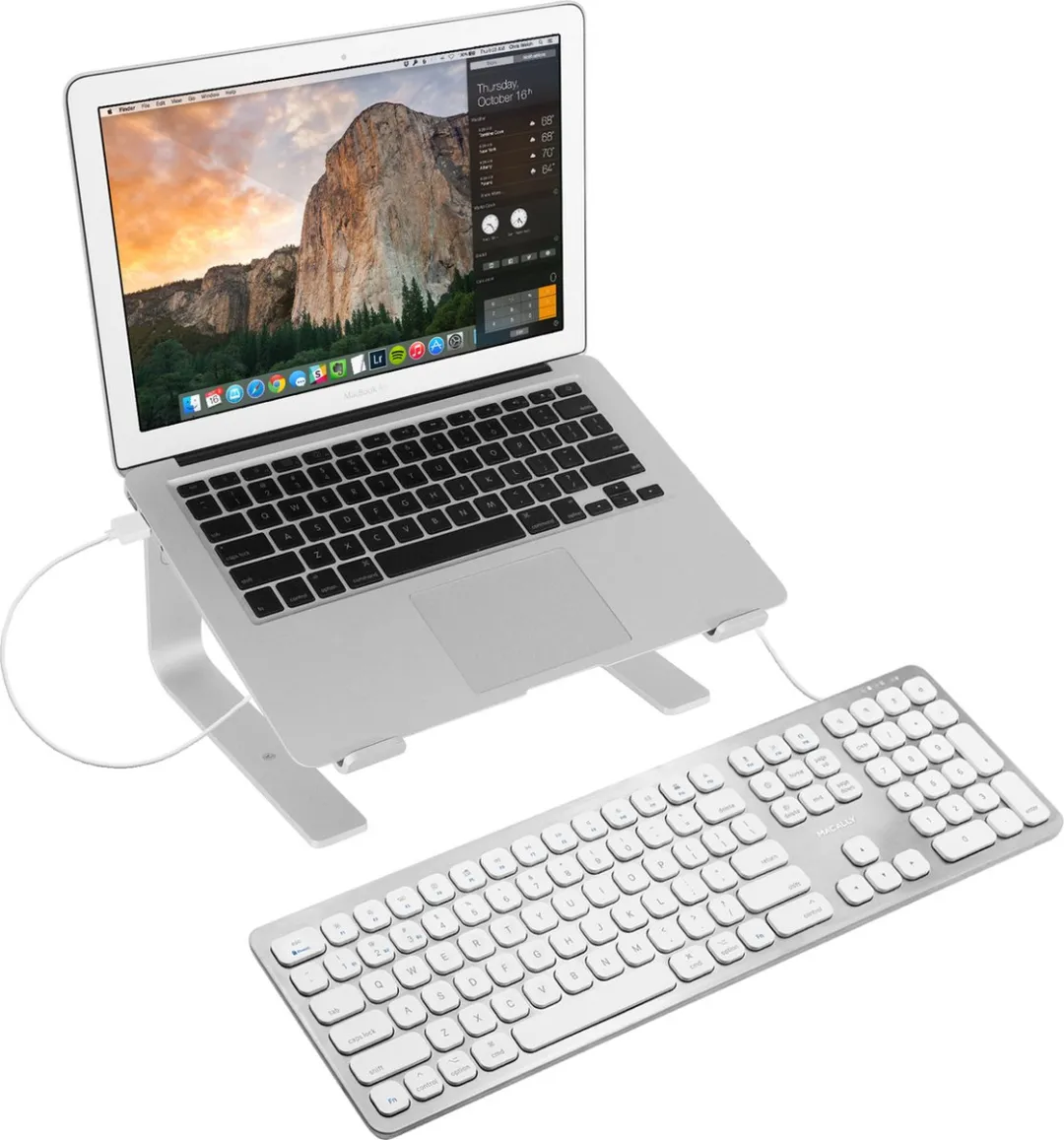 Macally WKEYHUBMB Toetsenbord USB-A - Wit/Zilverkleurig