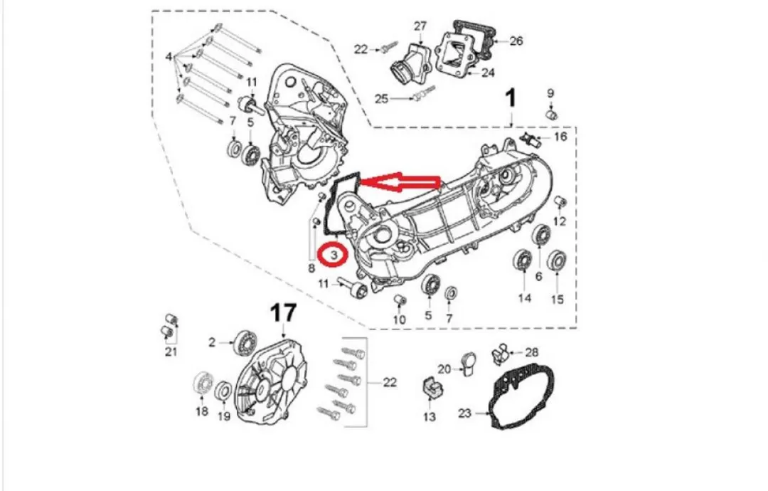 Peugeot 50 Streetzone Pakking Centrale Motorbehuizing 749119