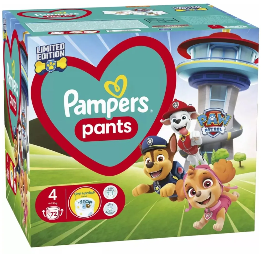 Pampers Pants Paw Patrol Maat 4 - 72 Luiers - 2 Stuks