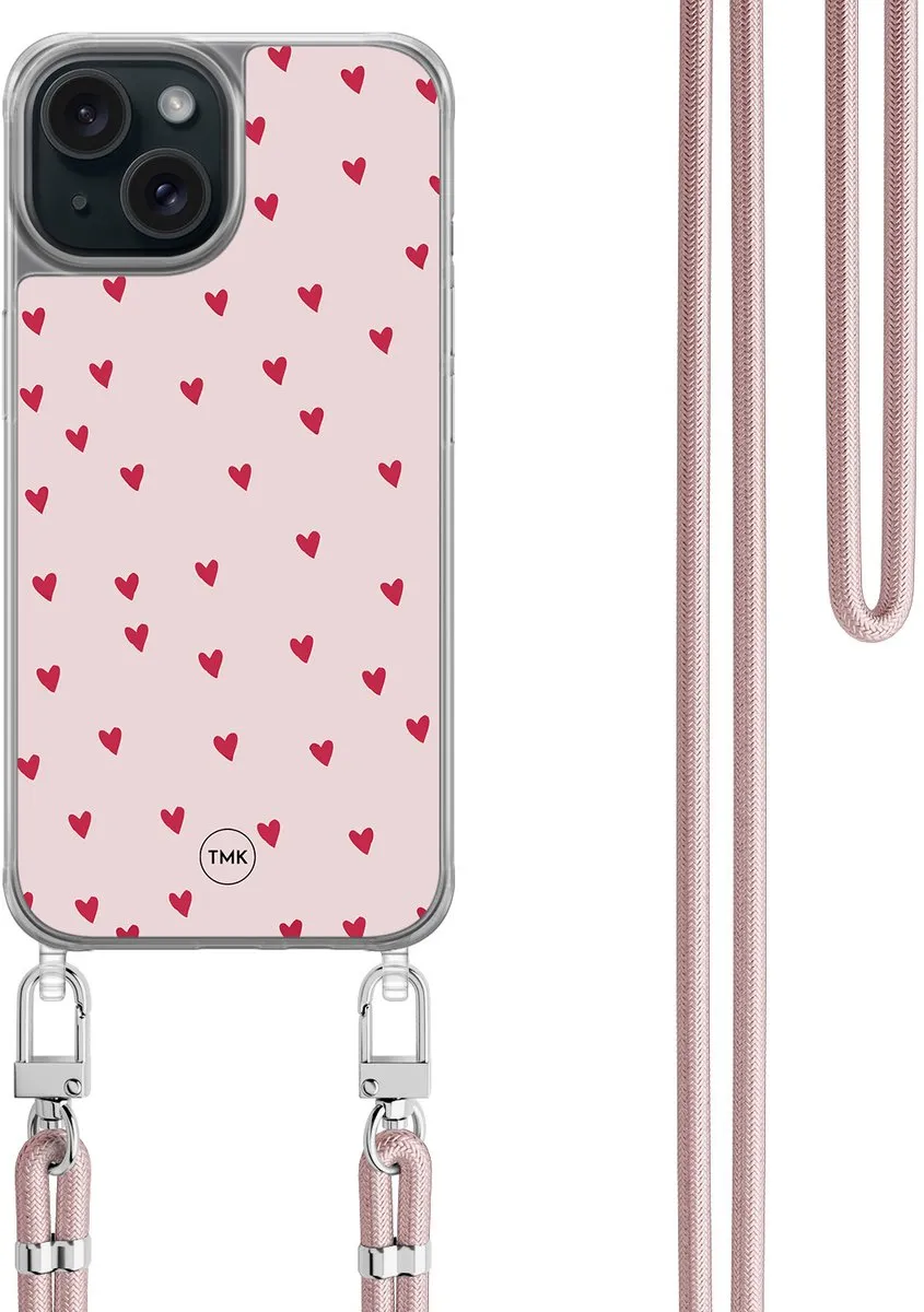 Casevibes Telefoonhoesje iPhone 15 Roze Cute Hearts