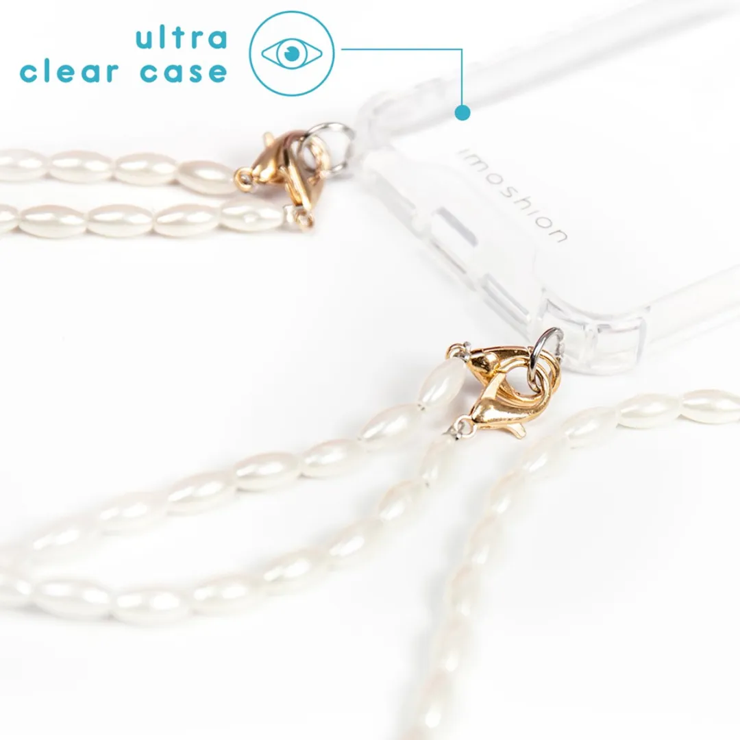 imoshion Hoesje - Geschikt voor Apple iPhone 13 Pro - Backcover met koord + armband - Parels - Transparant