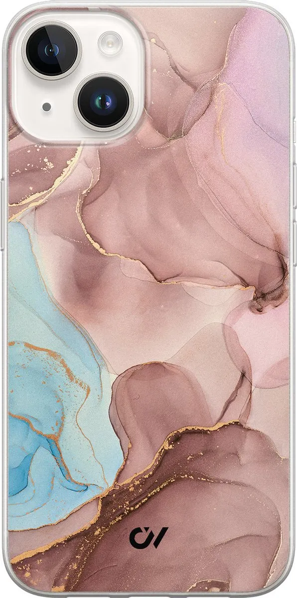 Casevibes Hoesje iPhone 14 Marble Clouds Roze