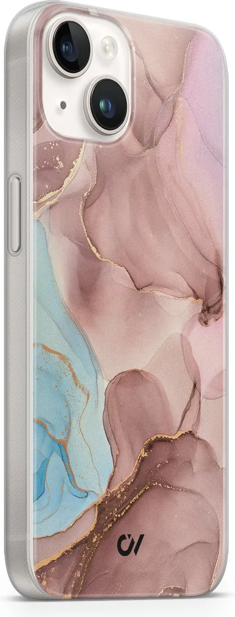 Casevibes Hoesje iPhone 14 Marble Clouds Roze - A/14/UV/055