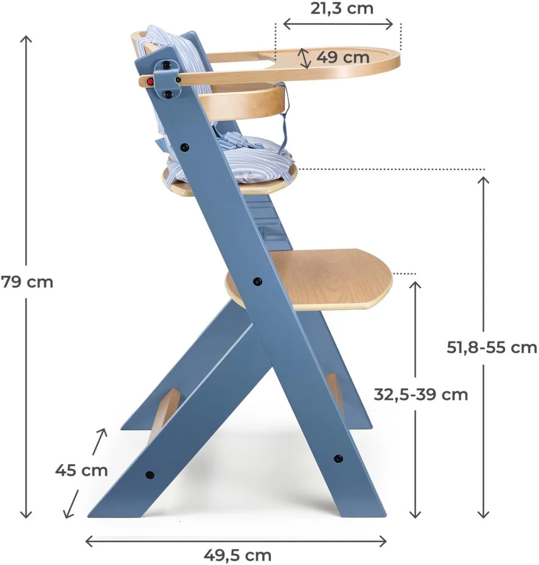 KinderKraft ENOCK Houten Kinderstoel 3-in-1 - Nordic Breeze