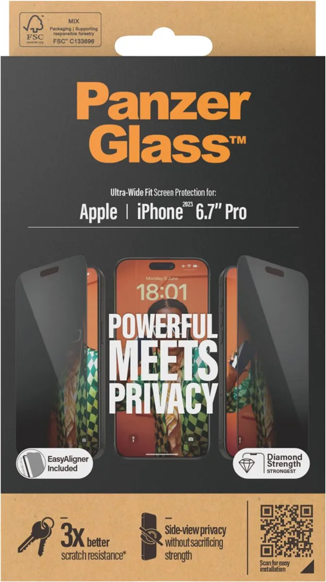 PanzerGlass PZ-P2812 Screenprotector iPhone 15 Pro Max - Privacy