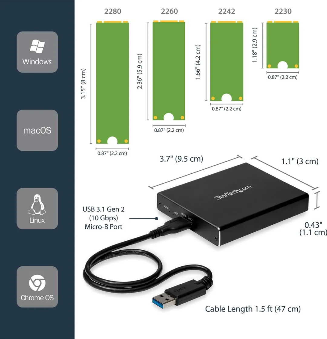 Startech SM22BU31C3R 3,5" HDD Behuizing - Zwart - afbeelding 6 van 6