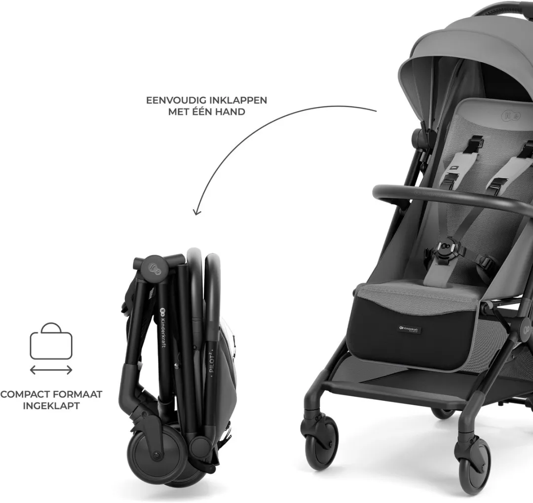 KinderKraft PILOT2 Reisbuggy - Lichtgewicht - UPF50+ - Grijs