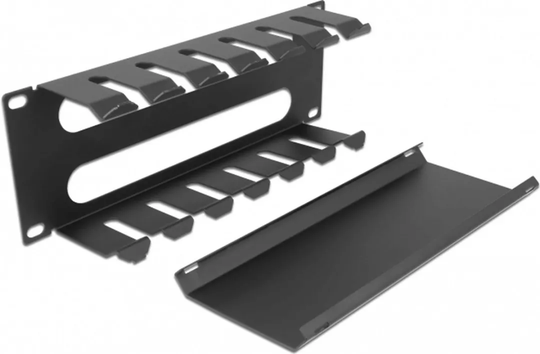 Delock 66844 Kabelbeheerrouteringspaneel 10" - 2 Openingen - 1U - Zwart - afbeelding 2 van 4