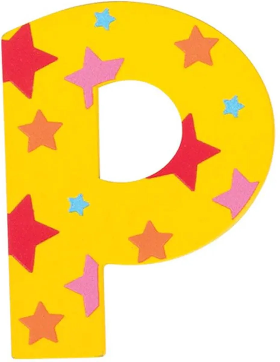 BIGJIGS Decoratieletter P Hout 7cm Geel