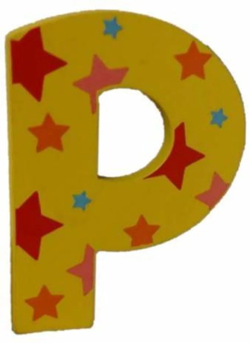 BIGJIGS Decoratieletter P Hout 7cm Geel