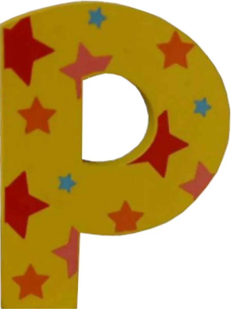 BIGJIGS Decoratieletter P Hout 7cm Geel