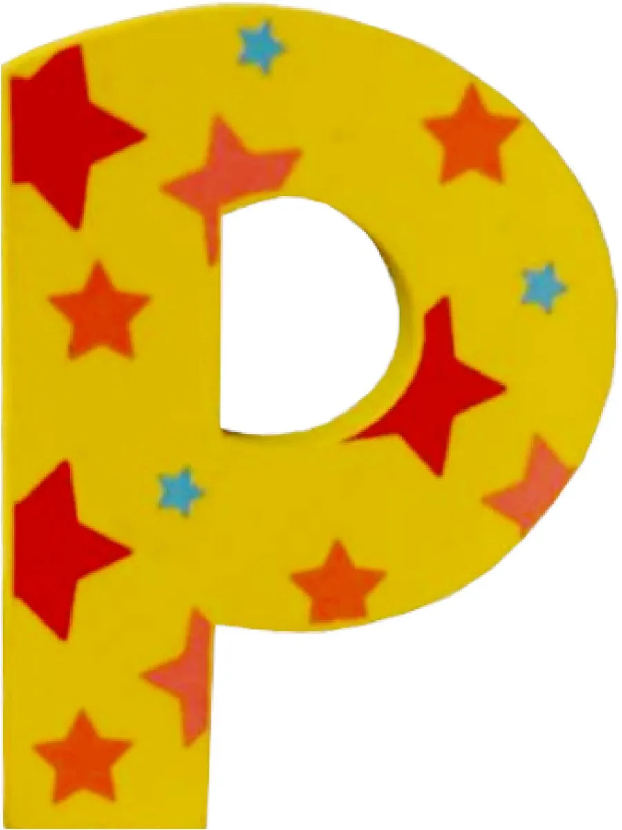 BIGJIGS Decoratieletter P Hout 7cm Geel