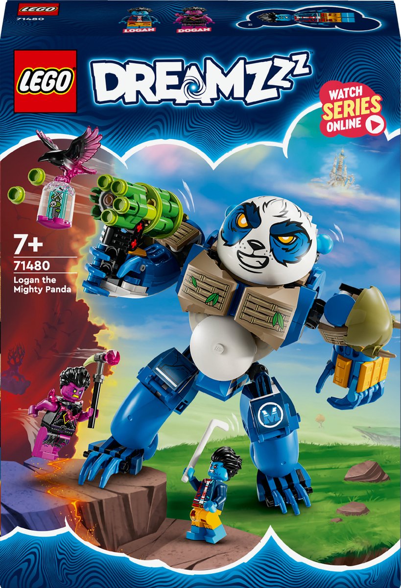 LEGO® DREAMZzz™ Logan de machtige panda speelgoed met minifiguren, herbouwbare dierenspeelset voor jongens en meisjes, cadeau voor kinderen vanaf 7 jaar 71480