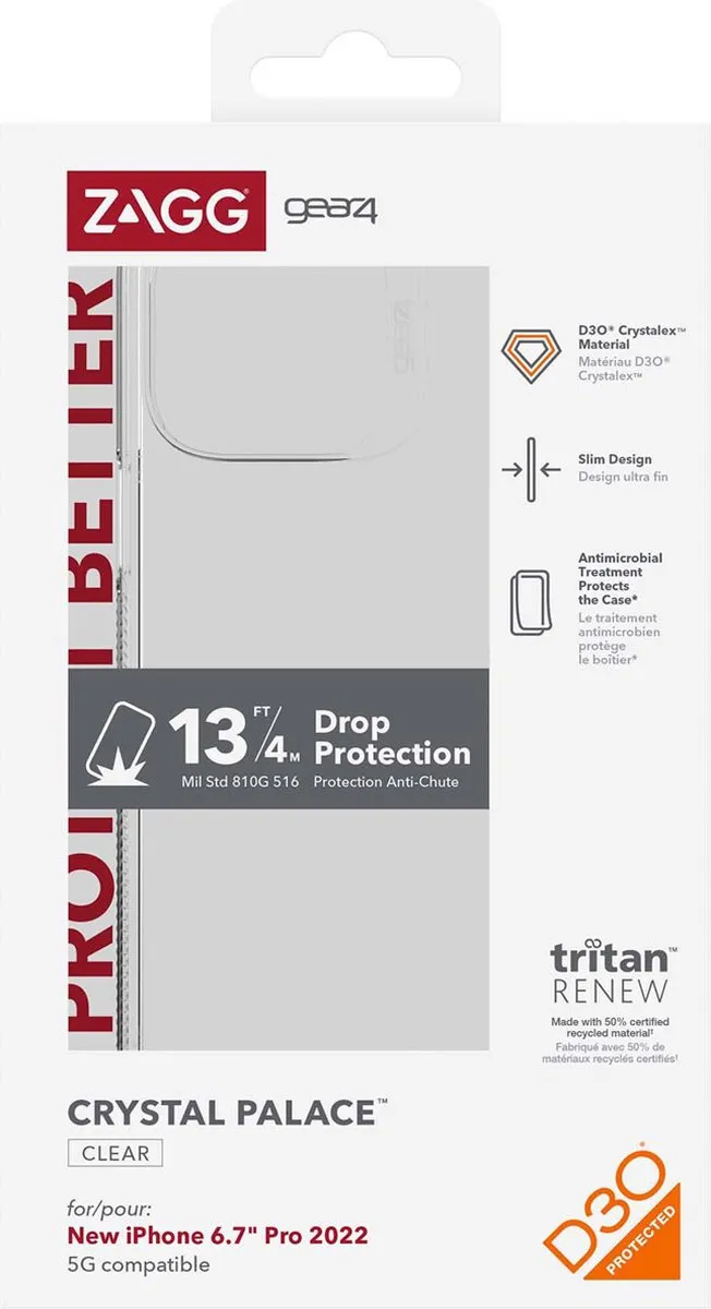 Gear4 Crystal Palace Hoesje iPhone 14 Pro Max - Transparant - 13-5582496 - afbeelding 6 van 6