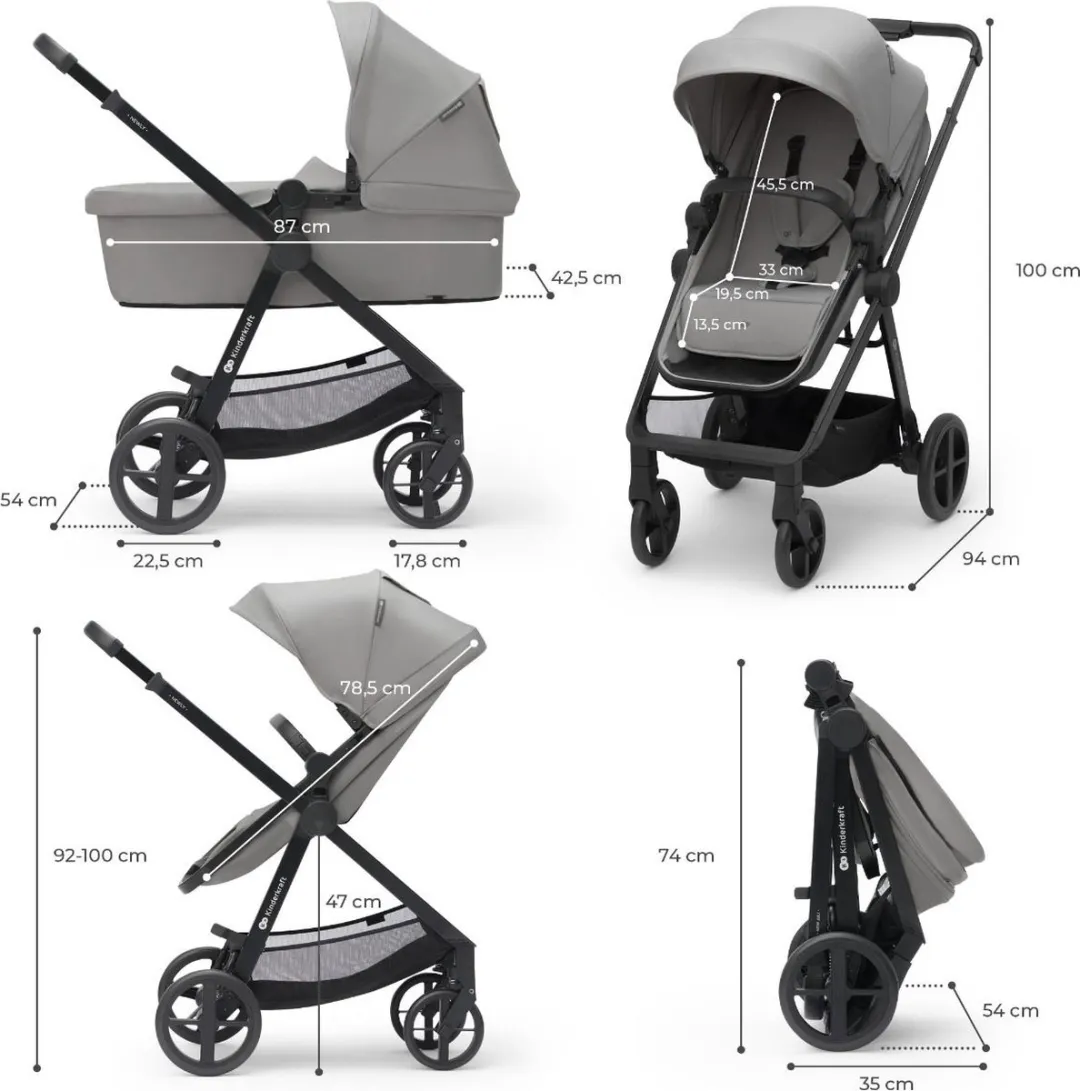 KinderKraft NEWLY Kinderwagenset 4in1 - Grijs