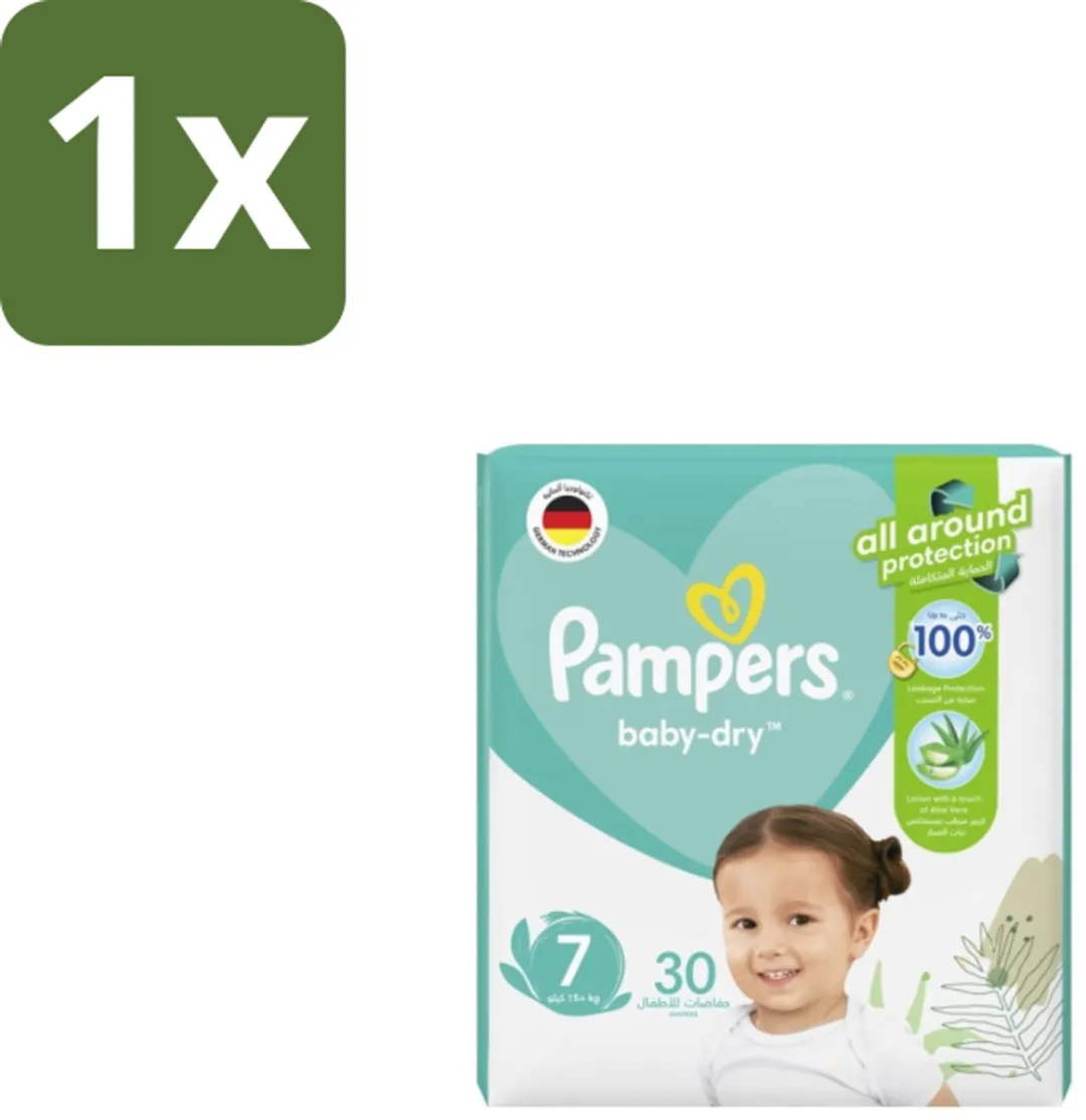 1 x Pampers – Luiers – Active Baby Dry Maat 7 – 30 Luiers - Luiers Voor Baby - Droge Huid - Comfortabele Luiers - Langdurige Droogheid - Peuters Luiers