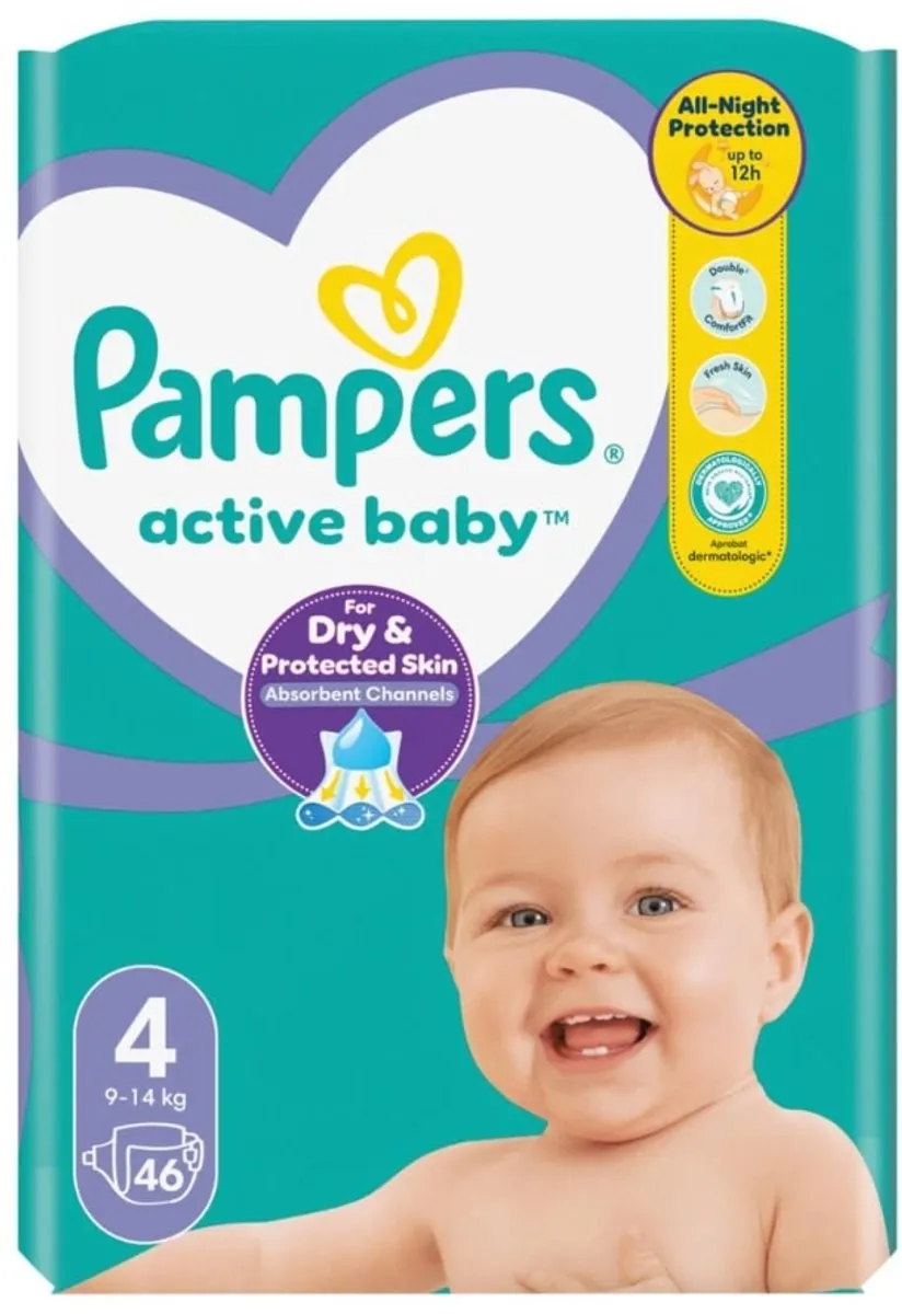 1 x Pampers – Luiers – Active Baby Maat 4 – 46 Luiers - Baby Luier - Baby Droog - Baby Comfort - Baby Nacht - Baby Huid