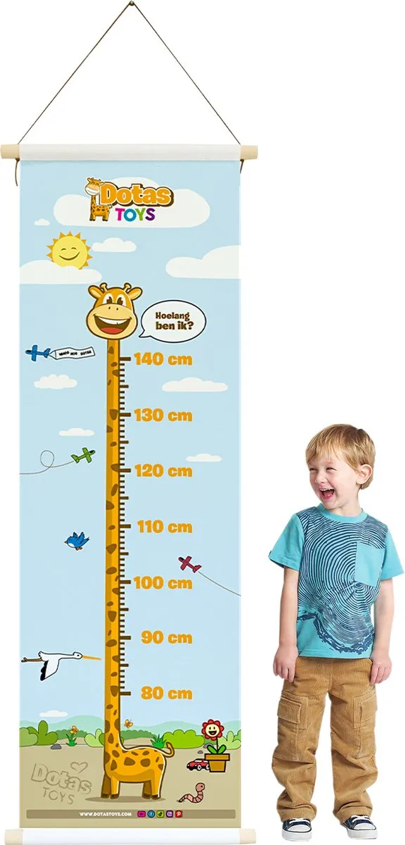 DotasToys® Groeimeter Kinderkamer – Kindermeetlat & Meetlat – Unieke Poster als Kinderkamer Decoratie – Stimuleert Ontwikkeling
