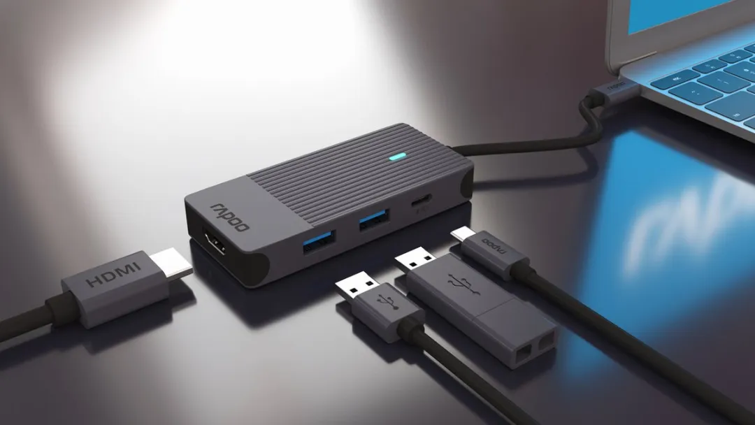 Rapoo UCM-2001 USB-C Multiport Adapter - Donker Grijs - afbeelding 3 van 6