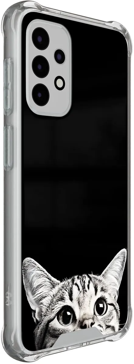 Casevibes Shockproof Hoesje Samsung Galaxy A52 5G - Kat Kiekeboe - Zwart
