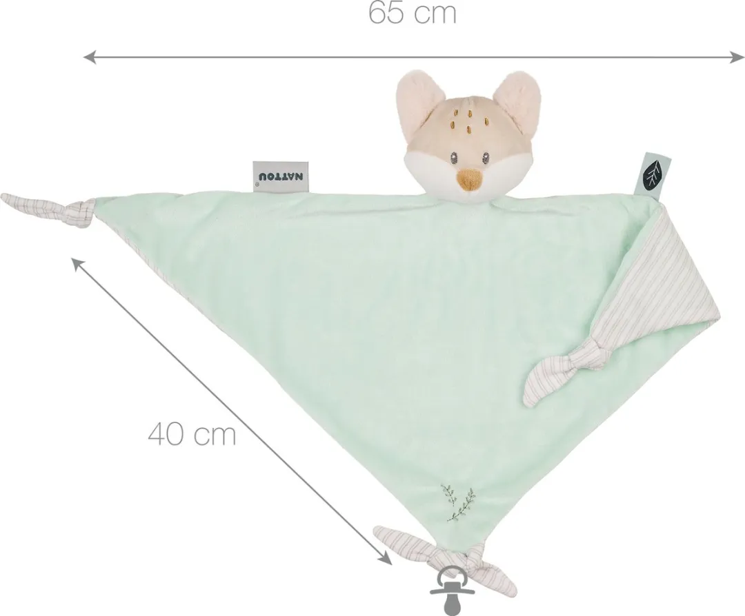 Nattou FLO ERNEST & OLI Maxi Knuffeldoekje - Vos - 62cm Munt Groen