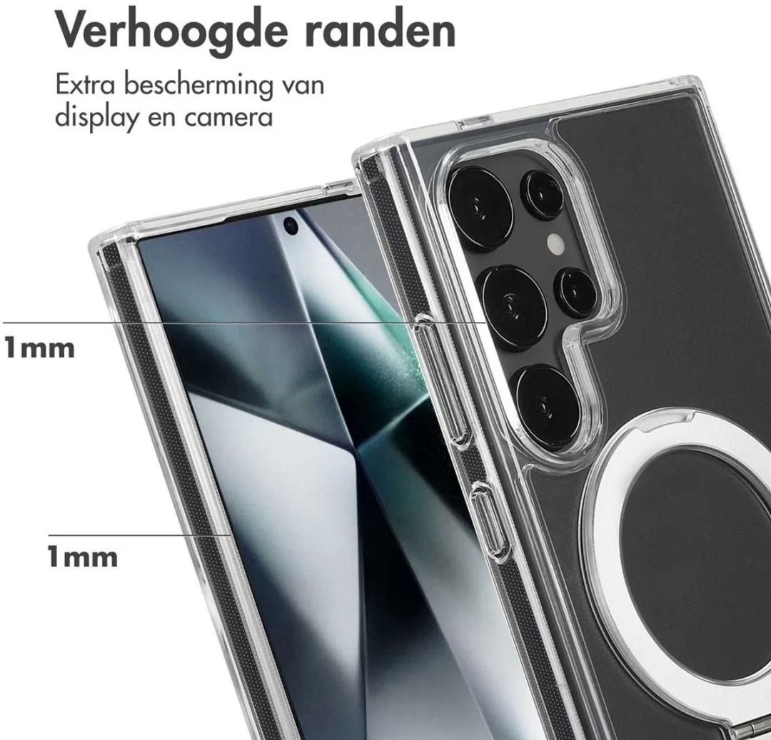 Accezz Hoesje Samsung Galaxy S24 Ultra Magnetische Ring - Transparant